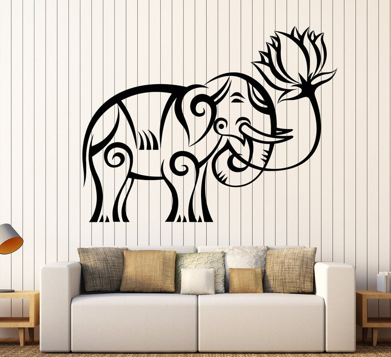 Vinyl Wall Decal Indian Elephant Lotus Religion Buddhism Stickers Unique Gift (1020ig)