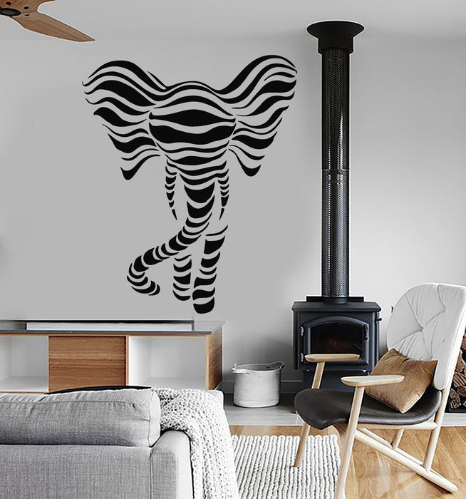 Vinyl Wall Decal Cartoon Abstract Art African Elephant Wave Animal Stickers (2743ig)