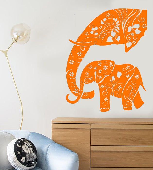 Vinyl Wall Decal Baby Elephant Family African Animals Abstract Stickers Unique Gift (2040ig)