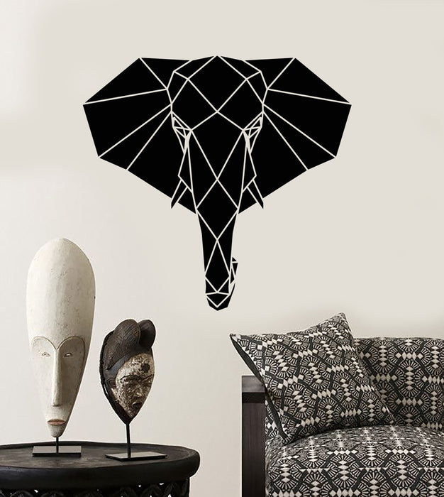 Vinyl Wall Decal Abstract Geometric Head Elephant African Animal Stickers (2491ig)