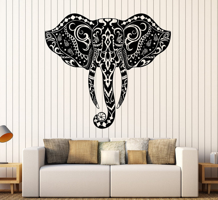 Vinyl Wall Decal Elephant Head Animal Ornament Stickers Mural Unique Gift (ig4036)