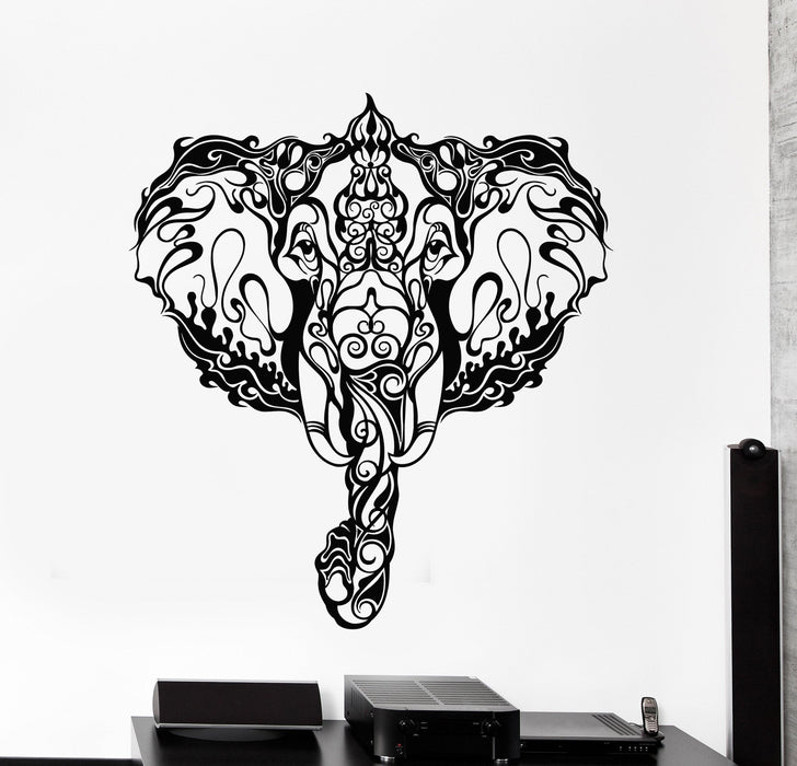 Виниловая наклейка на стену Индийский слон Голова Орнамент Животные Наклейки Уникальный подарок (ig4237)