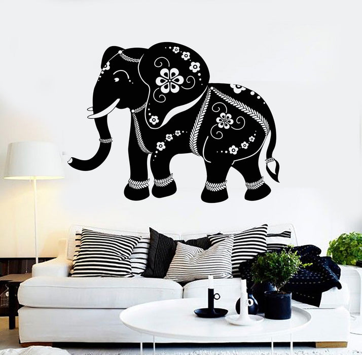 Vinyl Wall Decal Indian Elephant Ornament India Hinduism Stickers Unique Gift (ig4355)