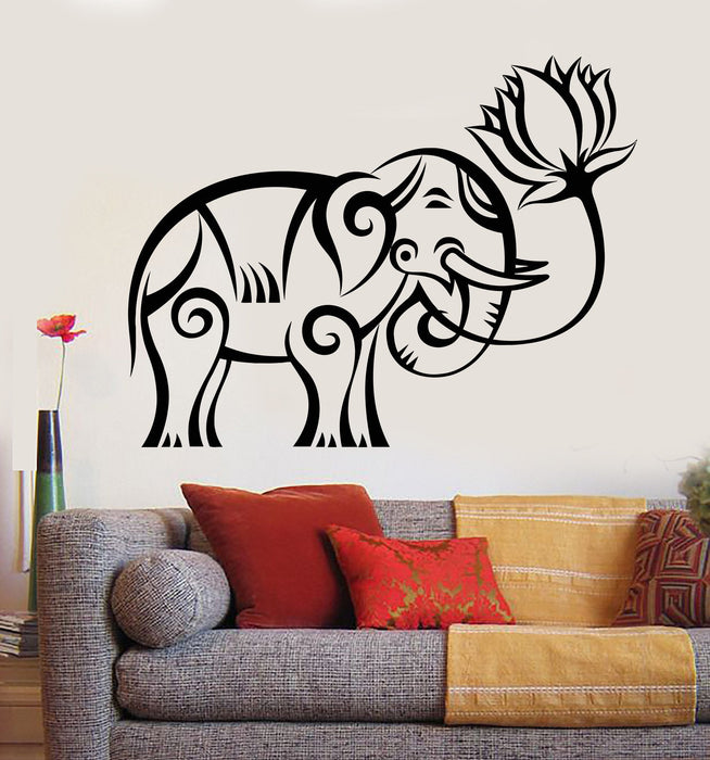 Vinyl Wall Decal Indian Elephant Lotus Religion Buddhism Stickers Unique Gift (1020ig)