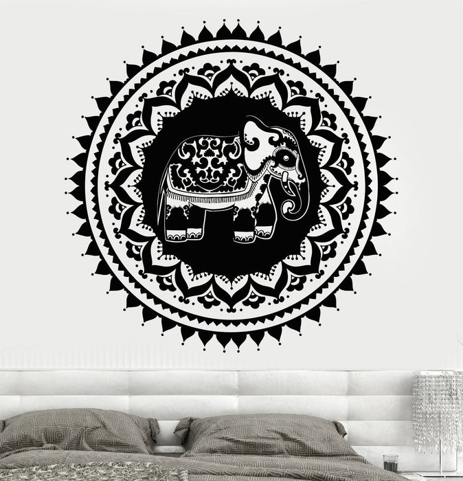 Vinyl Wall Decal Indian Elephant Circle Symbol Home Design Hinduism Stickers Unique Gift (761ig)