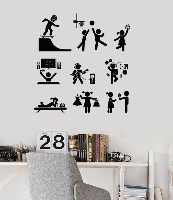 Vinyl Wall Decal Entertainment Zone Teen Room Art Stickers Unique Gift (481ig)