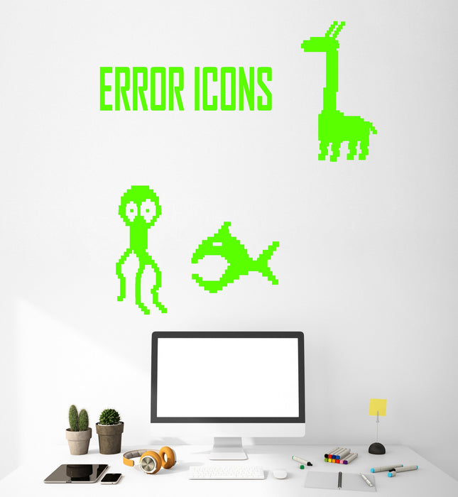 Vinyl Wall Decal Funny Gamer Video Game Error Icons Room Decor Stickers Unique Gift (1905ig)