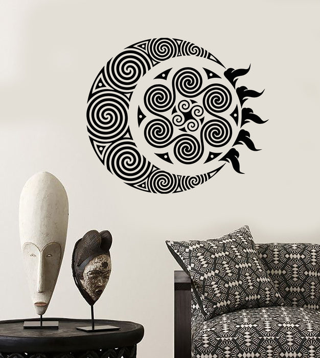 Vinyl Wall Decal Ethnic Style Decor Sun And Moon Illusion Geometric Stickers (2617ig)