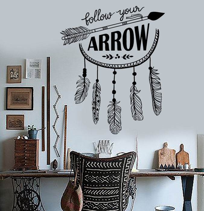 Vinyl Wall Decal Arrow Quote Feathers Ethnic Room Style Stickers Unique Gift (ig3889)