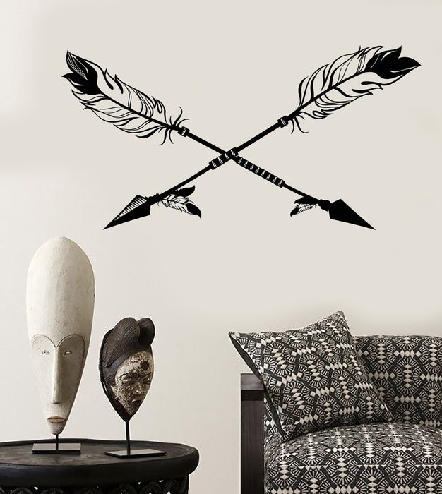Vinyl Wall Decal Arrows Ethnic Style Bird's Feathers Hunter Stickers Unique Gift (1980ig)