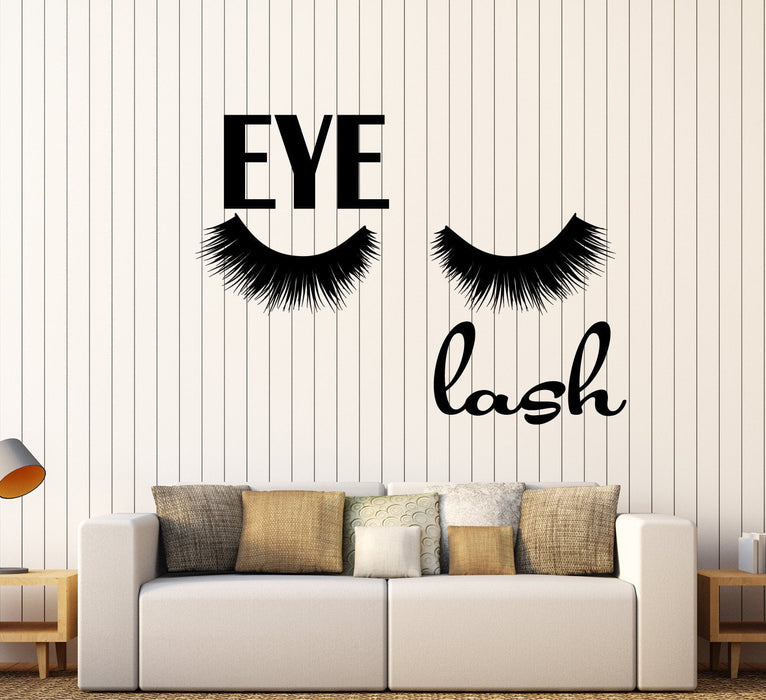 Vinyl Wall Decal False Girl Eyelashes Beauty Salon Makeup Stickers (2313ig)