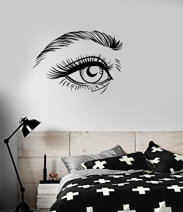 Autocollant mural en vinyle abstrait pour fille, yeux, cils, sourcils (3648ig)