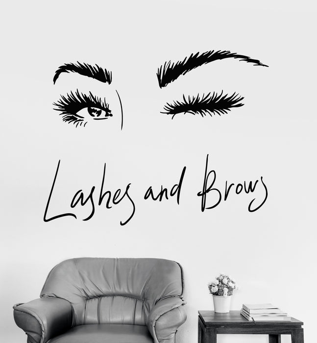 Vinyl Wall Decal Sexy Girl Eyes Eyelashes Brows Beauty Salon Eye Wink Stickers Unique Gift (1794ig)