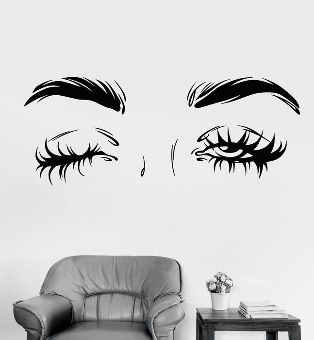 Vinyl Wall Decal Sexy Eyes Winking Eyelashes Fashion Girl Stickers Unique Gift (1163ig)