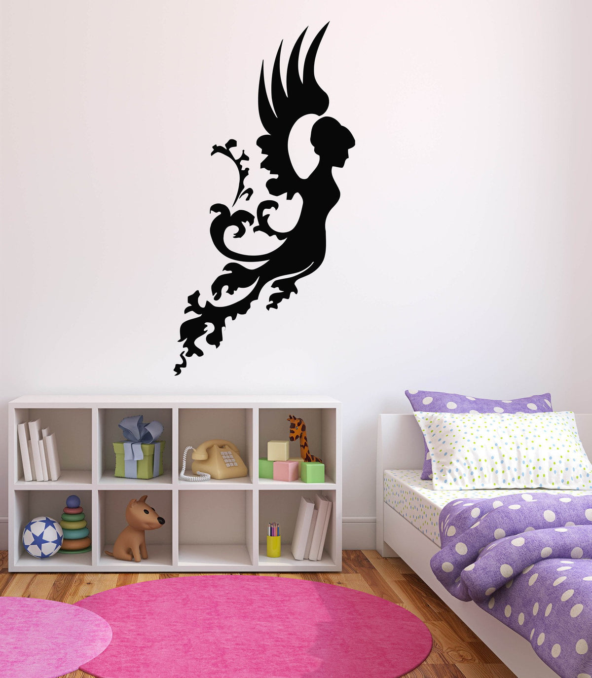 Wall Stickers Vinyl Decal Fairy Angel Wings Nursery Decor Murals Uniqu ...