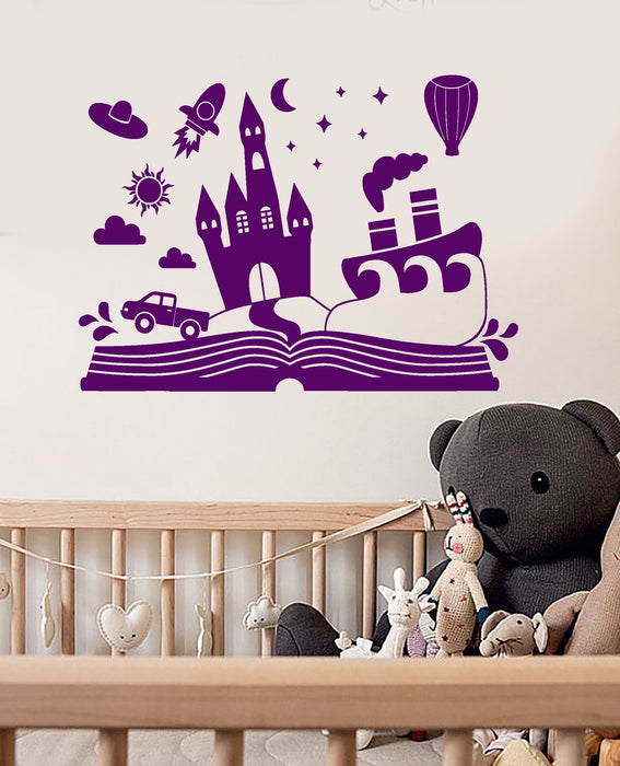 Vinyl Wall Decal Cartoon Fairy Book Castle Children's Room Decor Stickers (2451ig)