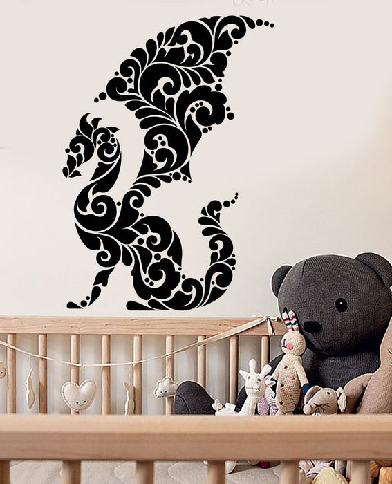 Vinyl Wall Decal Abstract Art Dragon Ornament Fairy Tale Stickers (2733ig)