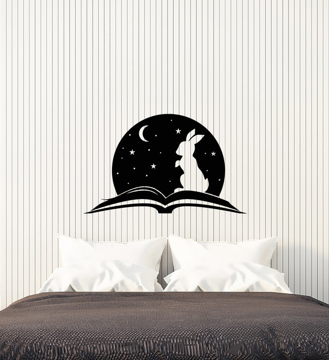 Vinyl Wall Decal Fairy Tale Open Book Magic Rabbit Baby Room Stickers (3864ig)