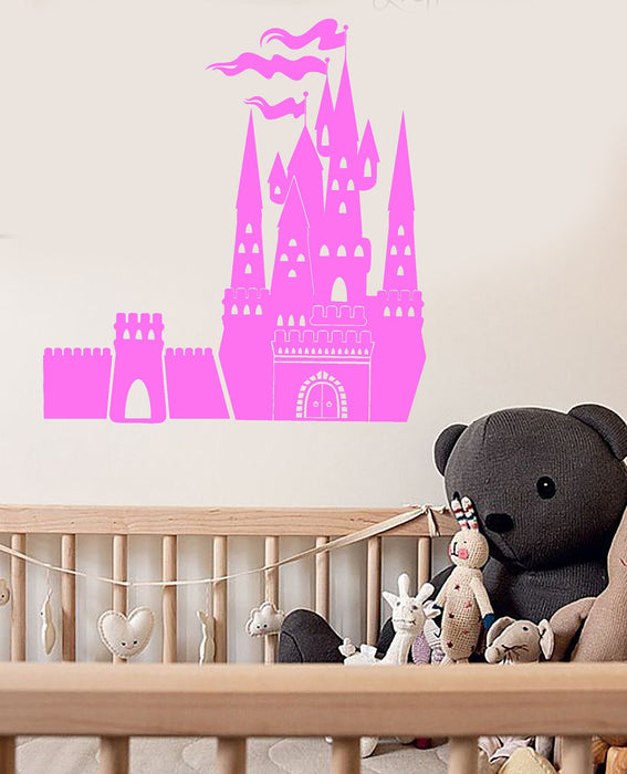 Autocollant mural en vinyle pour chambre d'enfant, château de conte de fées, cadeau unique (ig3721)