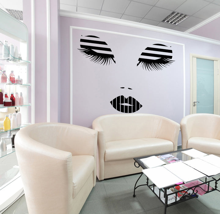 Vinyl Wall Decal Beauty Salon Makeup Sexy Eyes Eyelashes Lips Stickers Unique Gift (1365ig)