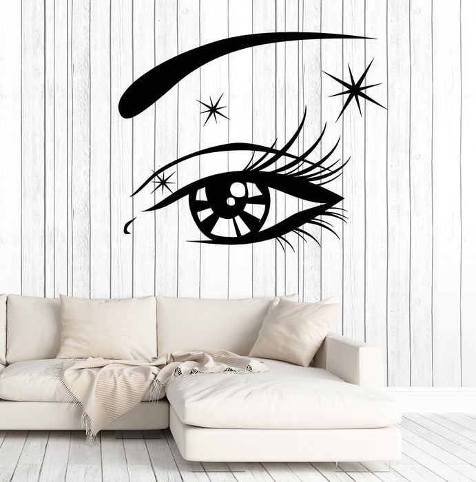 Vinyl Wall Decal Beautiful Sexy Woman Eye Eyelashes Makeup Stickers Unique Gift (1415ig)