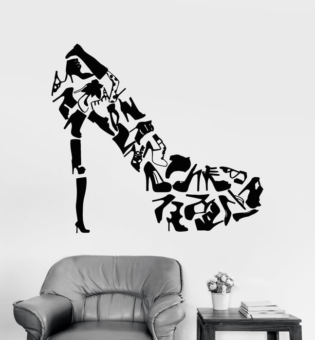 Vinyl Wall Decal Footwear Women's Shoes Shop Fashion Stickers Unique Gift (1287ig)