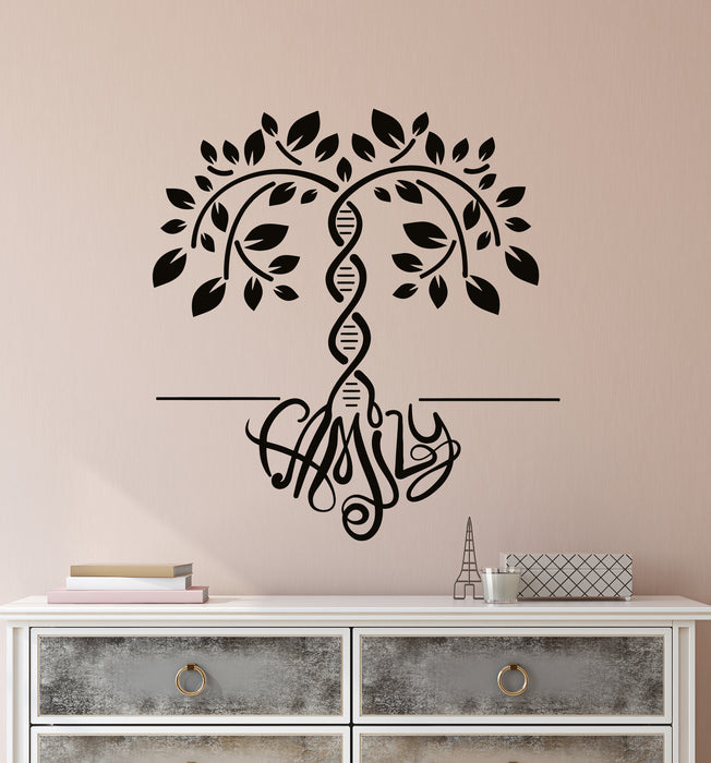 Vinyl Wall Decal DNA Family Tree Logo Word Home Interior Design Stickers (3301ig)