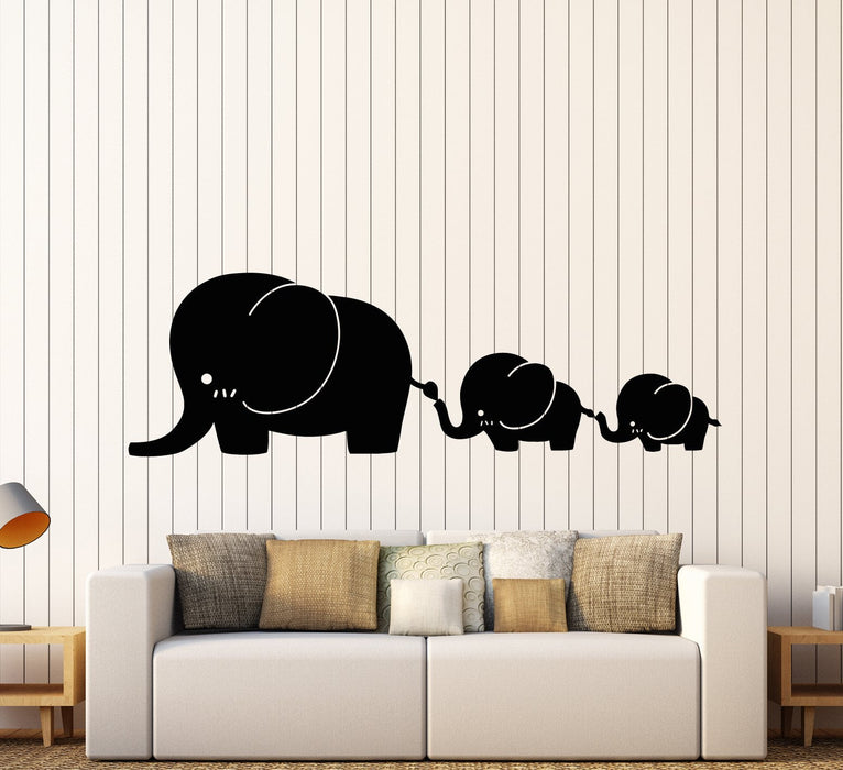 Vinyl Wall Decal Cartoon Elephants Family Children's Room Stickers (2433ig)