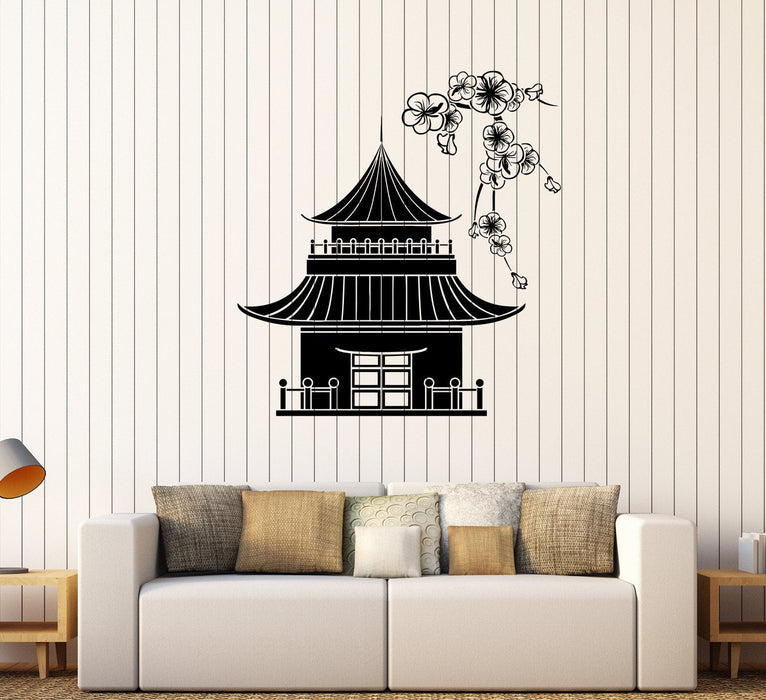 Vinyl Wall Stickers Pagoda Japan Japanese Sakura Asian Art Decal Unique Gift (210ig)