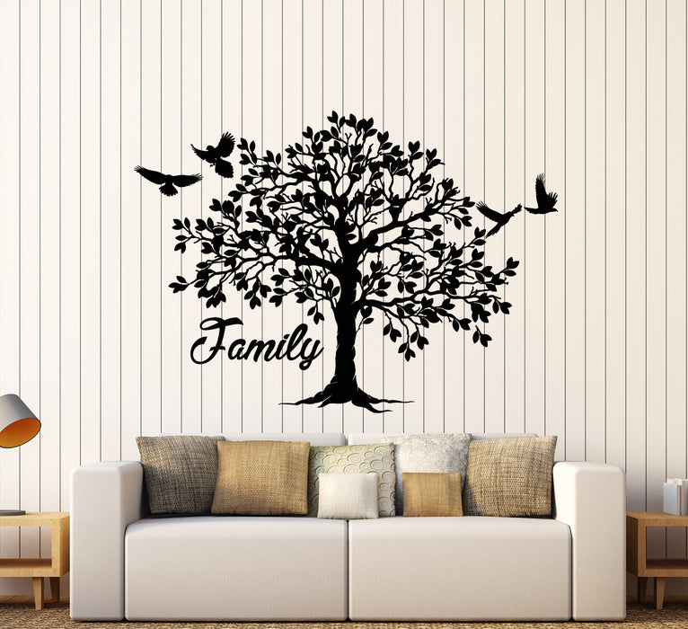 Виниловые наклейки на стену Лес Генеалогическое древо Листья Птицы Природа Наклейки (3197ig)