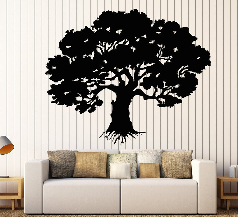 Vinyl Wall Decal Green Oak Tree Nature House Interior Stickers Unique Gift (728ig)
