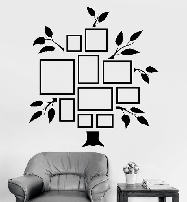 Vinyl Wall Decal Family Tree Frames For Photos Design for Living Rooms Stickers Unique Gift (810ig)