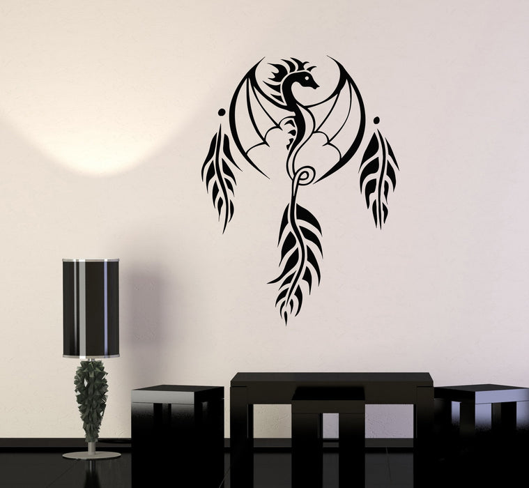 Vinyl Wall Decal Dragon Wings Dreamcatcher Fantasy Stickers Unique Gift (1010ig)