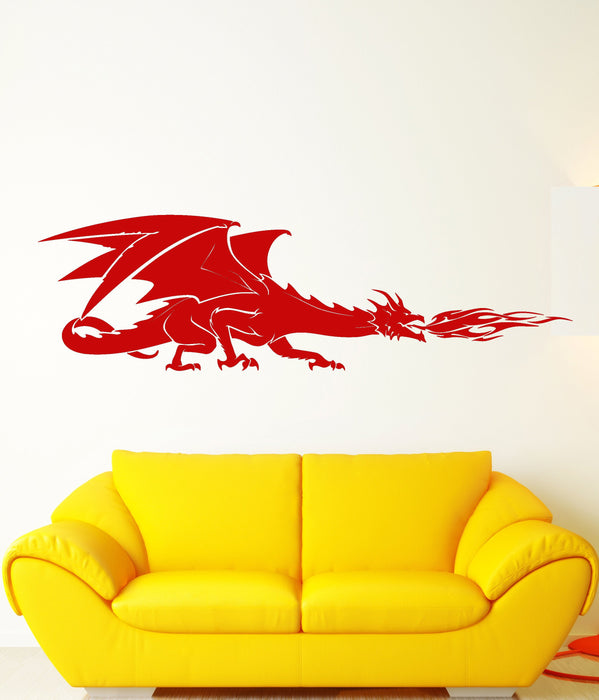 Vinyl Wall Decal Fire-Breathing Dragon Fantasy Fairy Tale Stickers Unique Gift (1760ig)