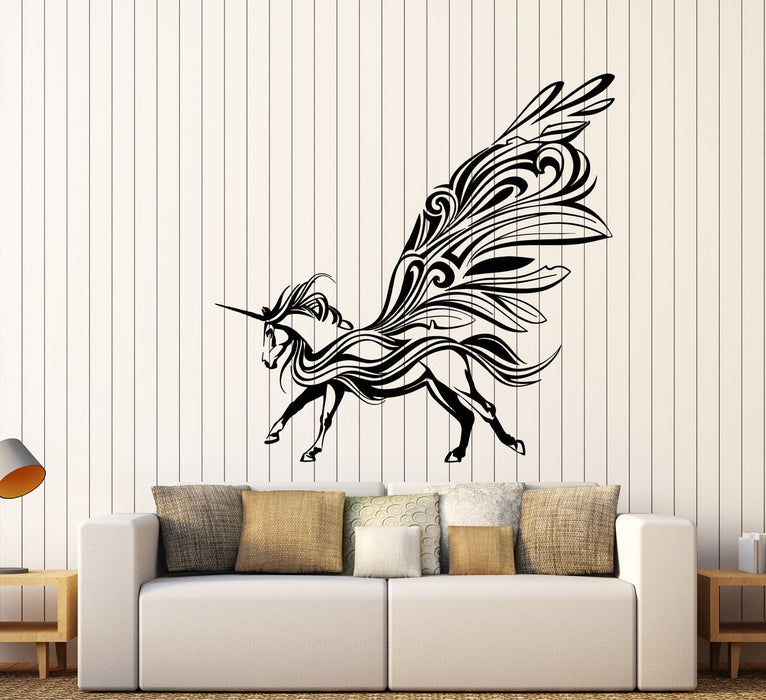 Vinyl Wall Decal Abstract Unicorn Pegasus Fantasy Animal Stickers (3082ig)