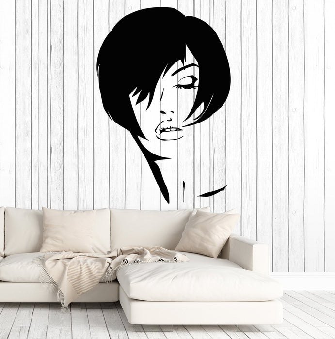 Vinyl Wall Decal Fashion Model Beautiful Girl Face Beauty Hair Salon Stickers Unique Gift (1887ig)