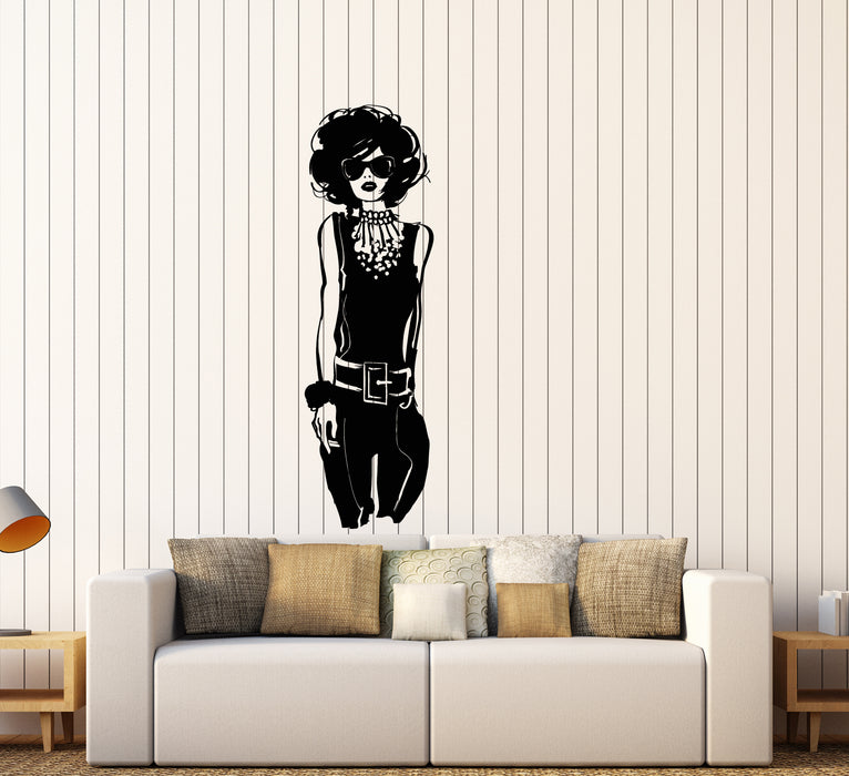 Vinyl Wall Decal Fashion Model Beauty Girl Shopping Store Stickers (4202ig)