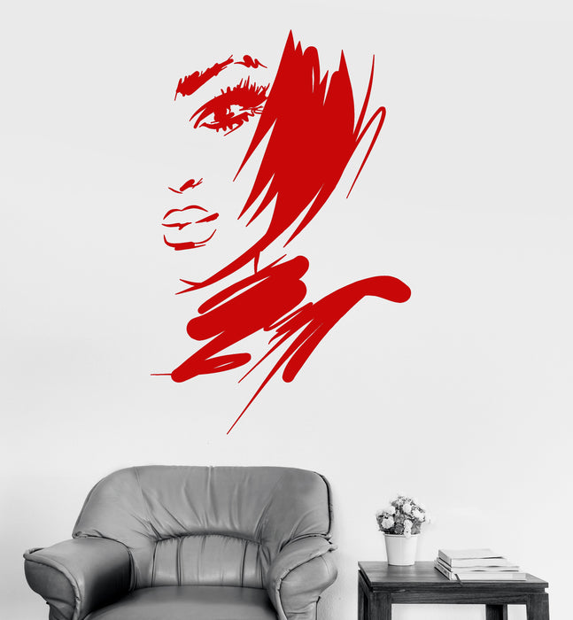 Vimyl Wall Decal Beautiful Face Girl Fashion Model Sexy Lips Stickers Unique Gift (1778ig)