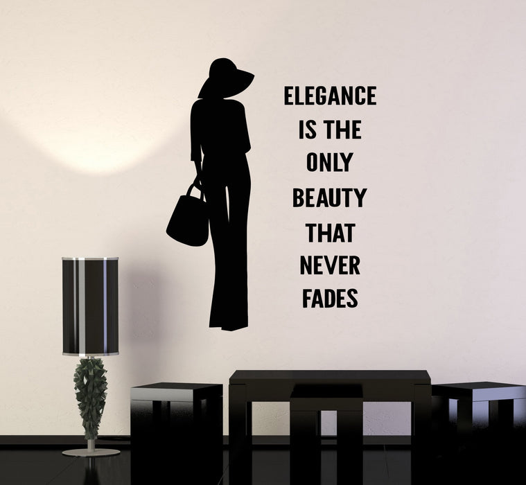 Autocollant mural en vinyle avec citation sur la mode et l'élégance pour femme - Cadeau unique (ig4935)