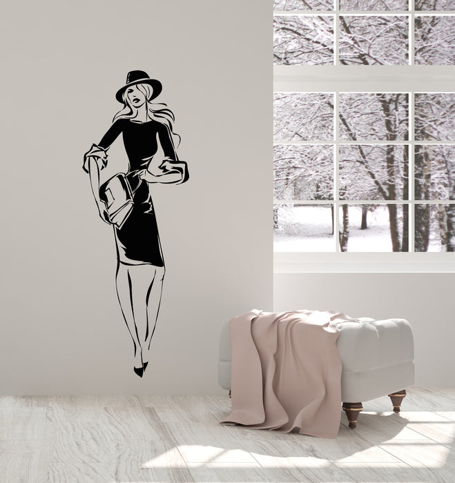 Vinyl Wall Decal Fashion Store Model Girl Shopping Stickers (3657ig)