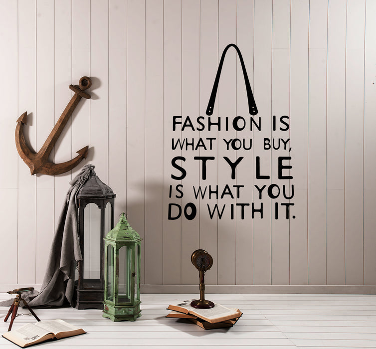 Vinyl Wall Decal Fashion Style Quote Words Shopping Shopaholic Shop Stickers (4187ig)