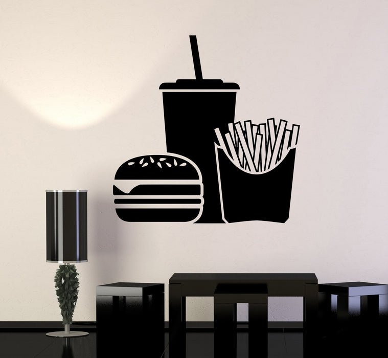 Vinyl Wall Decal Fast Food Hamburger Soft Drink Stickers Unique Gift (324ig)