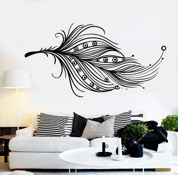 Vinyl Wall Decal Beautiful Feather Ethnic Style Room Decorating Stickers Unique Gift (1139ig)