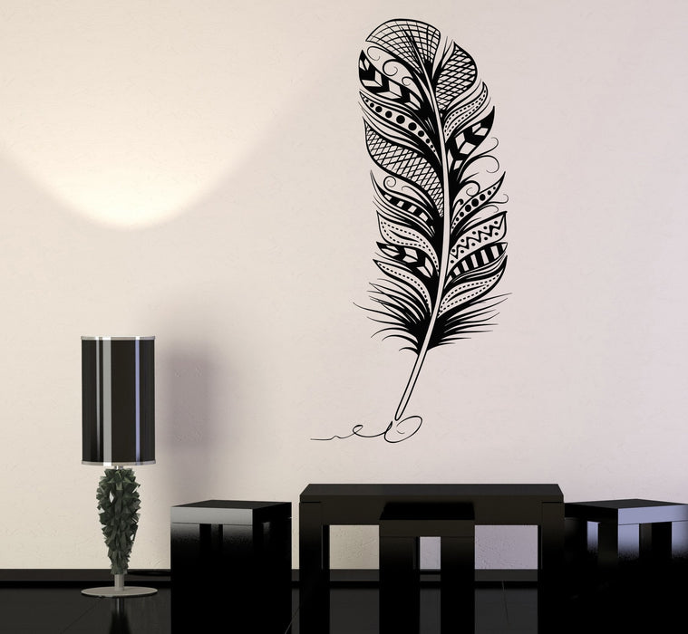 Vinyl Wall Decal Feather Pen Writer Cabinet Design Stickers Unique Gift (815ig)