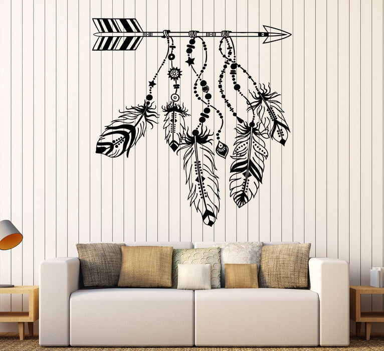 Vinyl Wall Decal Arrow Feathers Dreamcatcher Protective Amulet Stickers Unique Gift (1149ig)