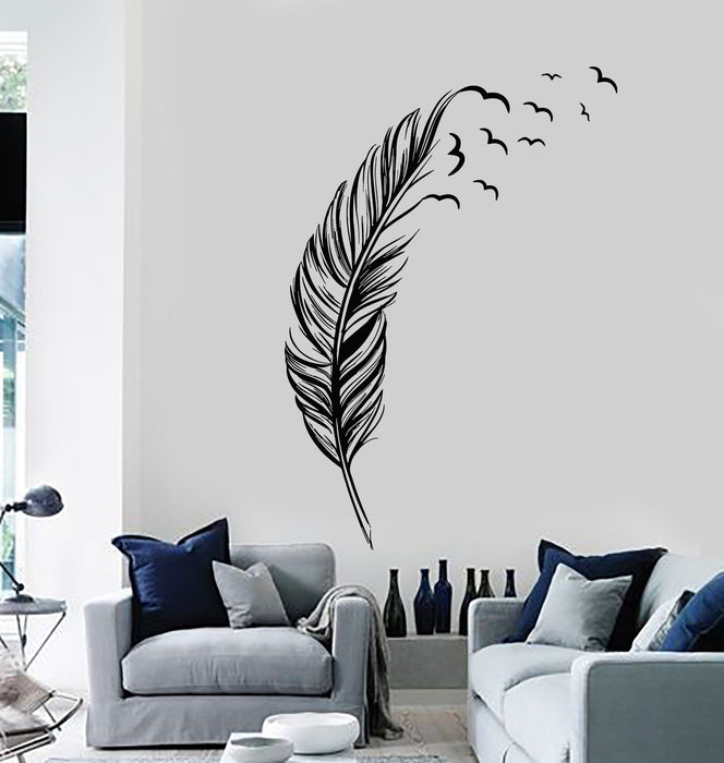 Vinyl Wall Decal Feather Birds Bedroom Home Decoration Stickers Mural Unique Gift (ig3639)