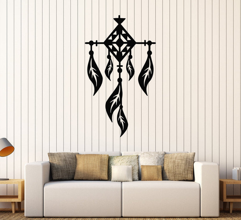 Vinyl Wall Decal Feathers Dreamcatcher Ethnic Style Room Decoration Stickers Unique Gift (990ig)