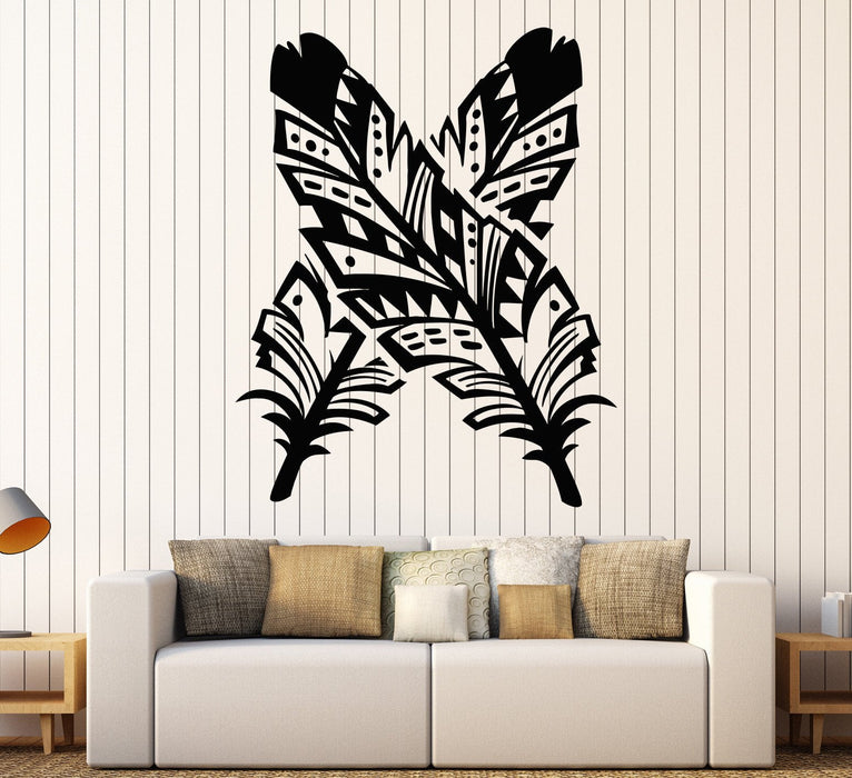 Vinyl Wall Decal Feathers Ethnic Style Art Decoration Room Stickers Unique Gift (989ig)