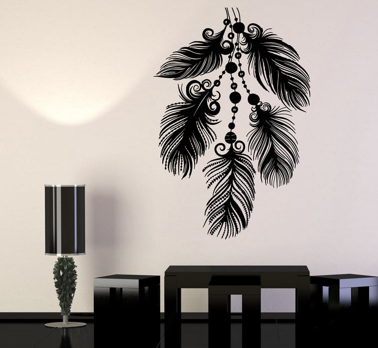 Vinyl Wall Decal Art Beautiful Feathers Ethnic Style Bedroom Decor Stickers Unique Gift (1293ig)