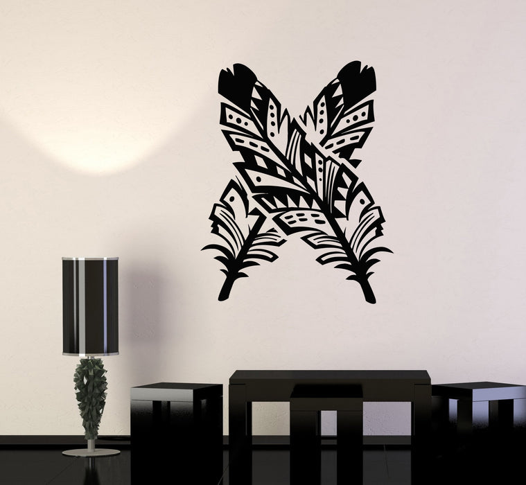 Vinyl Wall Decal Feathers Ethnic Style Art Decoration Room Stickers Unique Gift (989ig)